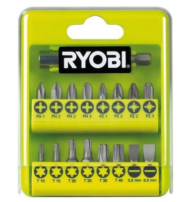 RYOBI RAK17SD Bitsatz 17-teilig Kreuzschlitz Torx Schlitz Bitset 4892210119315