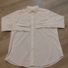 Mizzen Main Shirt Men L White Trim Fit Long Sleeve Button Up Performance Stretch