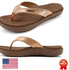 Womens Orthotic Arch Support Flip Flops Memory Foam Cushion Non Slip Rubber Sole