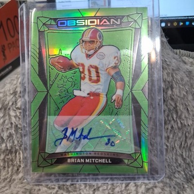 2024 Panini Obsidian Green Auto 1/5 Brian Mitchell  #200 Washington Redskins