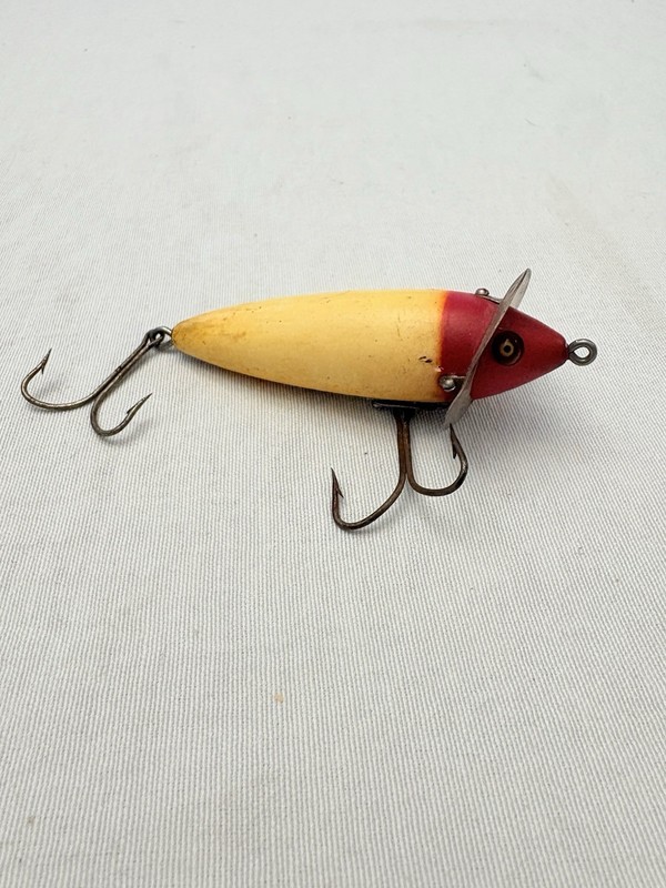 Vintage Heddon 210 Surface Wood Fishing Lure W’ Glass Eyes