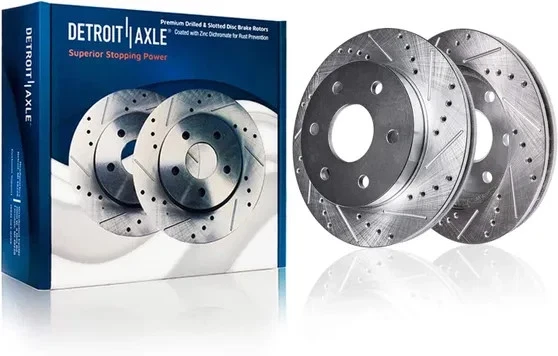 Front and Rear Drilled Disc Rotors + Brake Pads for GMC Acadia Enclave Traverse - Image 3 of 4