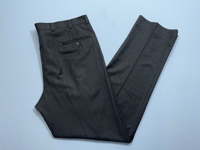 Hart Schaffner Marx Wool Dress Pants Mens Size 38x34 Brown Check Pleated