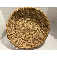 Large Woven Twig/Wood/Bamboo Braided Basket Natural Wood Color, 16,5" Round
