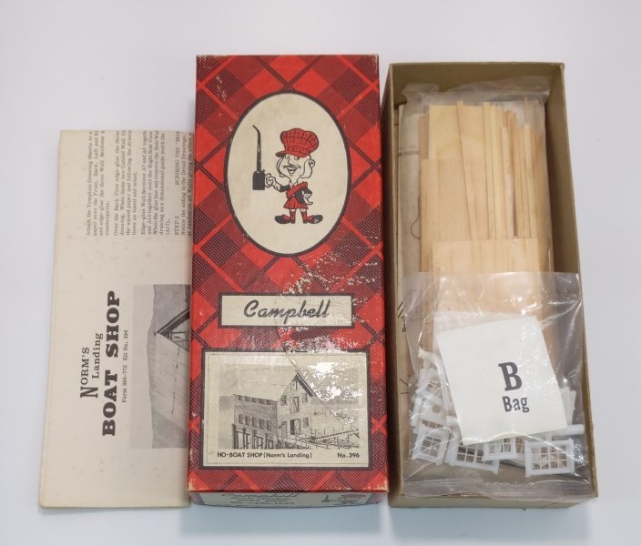 Campbell Scale Models 396 HO Norm's Landing Boat Shop Craftsman Building Kit