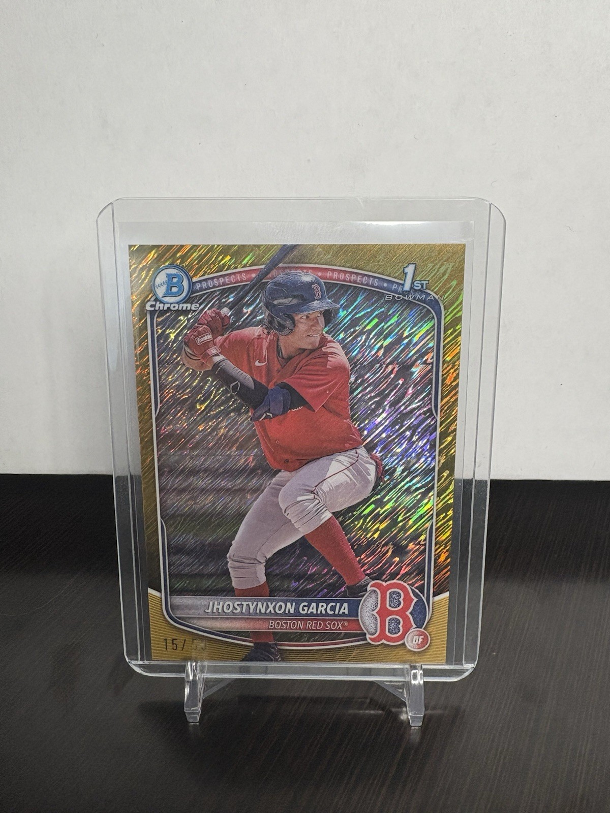 2025 BOWMAN CHROME 1ST - GOLD SHIMMER 15/50 - JHOSTYNXON GARCIA BCP-43 - BOSTON