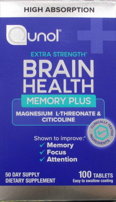 Qunol Extra Strength Brain Health Memory Plus 100 Tablet. EXP. 08/2027