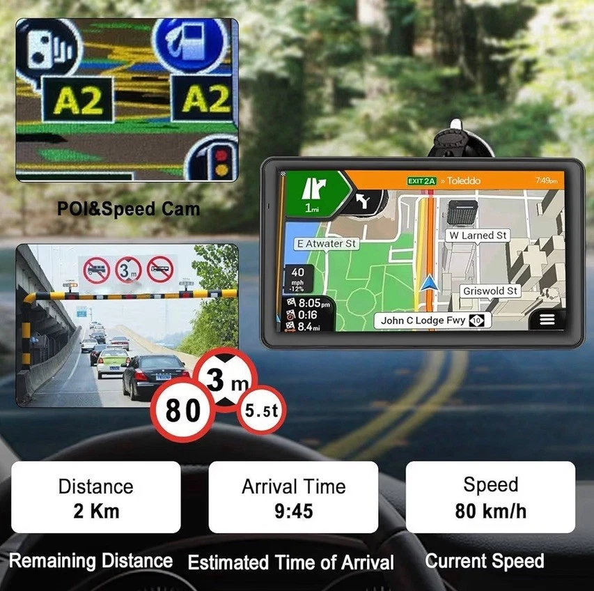 GPS Navigator for Car Truck RV 9'' HD Touchscreen, Latest 2025 Map with  - Image 3 of 4