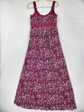 Calvin Klein Dress Women Medium Pink Floral Maxi Sundress Scoop Neck Pleated NEW
