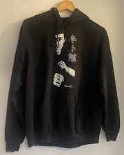 Men’s Bruce Lee Black Graphic Print Hoodie Jeet Kune Do ‘Little Dragon’ Size L