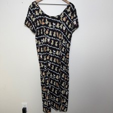 Kahala Women Dress XL Black Novelty Mai Tai Hawaiian Hula Girl Tropical Drinks