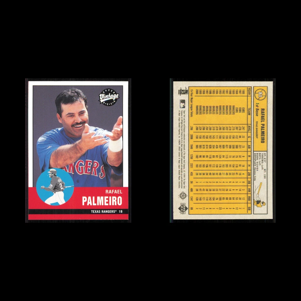 Rafael Palmeiro #81 2001 Upper Deck Vintage Texas Rangers Baseball Card MLB NM - Image 3 of 3