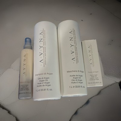 AVYNA 4pc bundle - Shampoo, Maschera, Bifasico, & Fluido di Argan 1 Liter Bottle