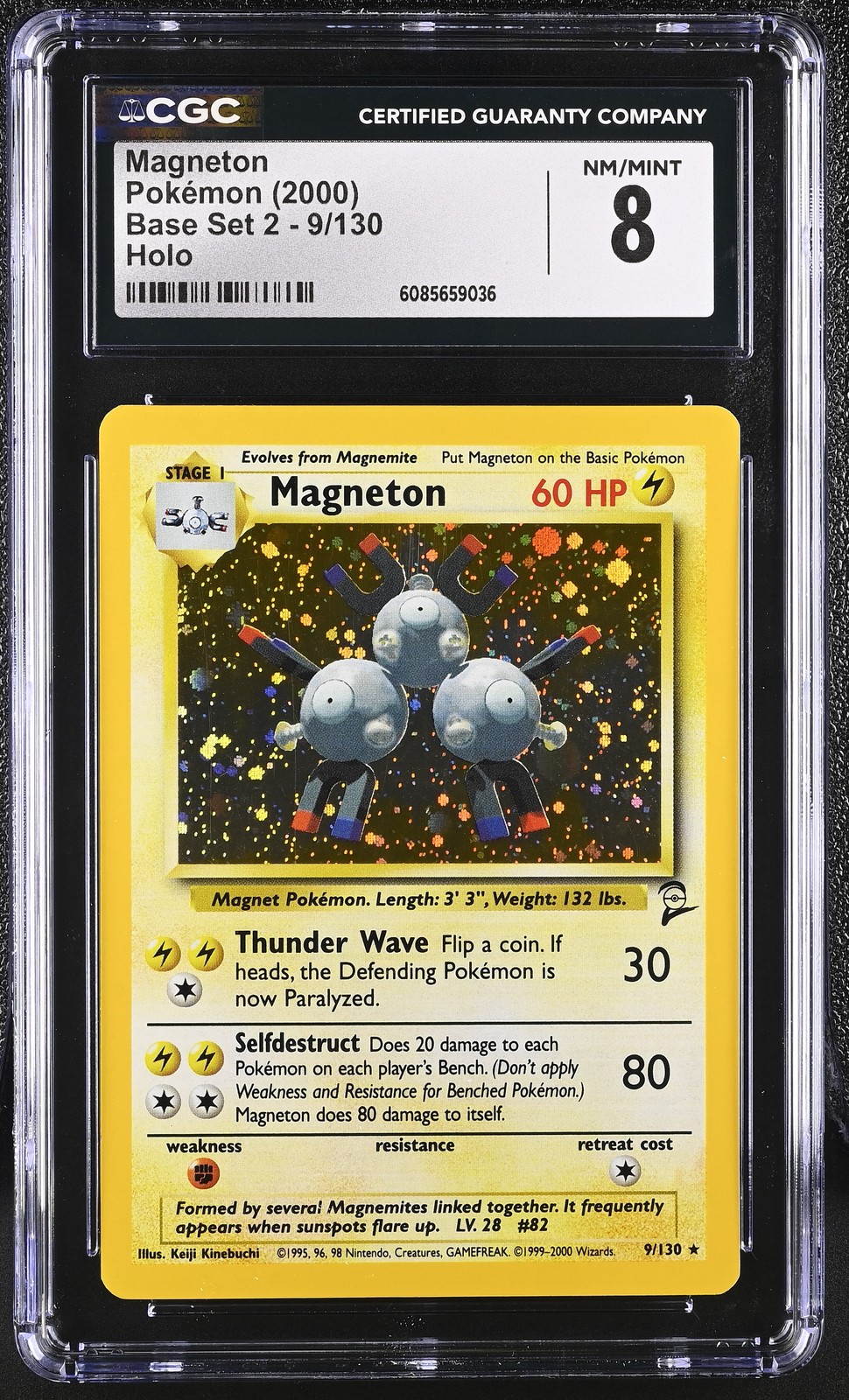CGC 8 Magneton 2000 Base Set 2 9/130 Holo Pokemon Card