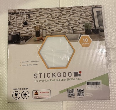 Stickgoo Peel & Stick Tiles 3D Wall Self-Adhesive Tile 12 X12  , white 