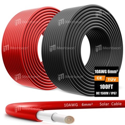 10AWG Solar Panel Extension Cable 6mm² Solar Cable Flexible PV Wire Connectors