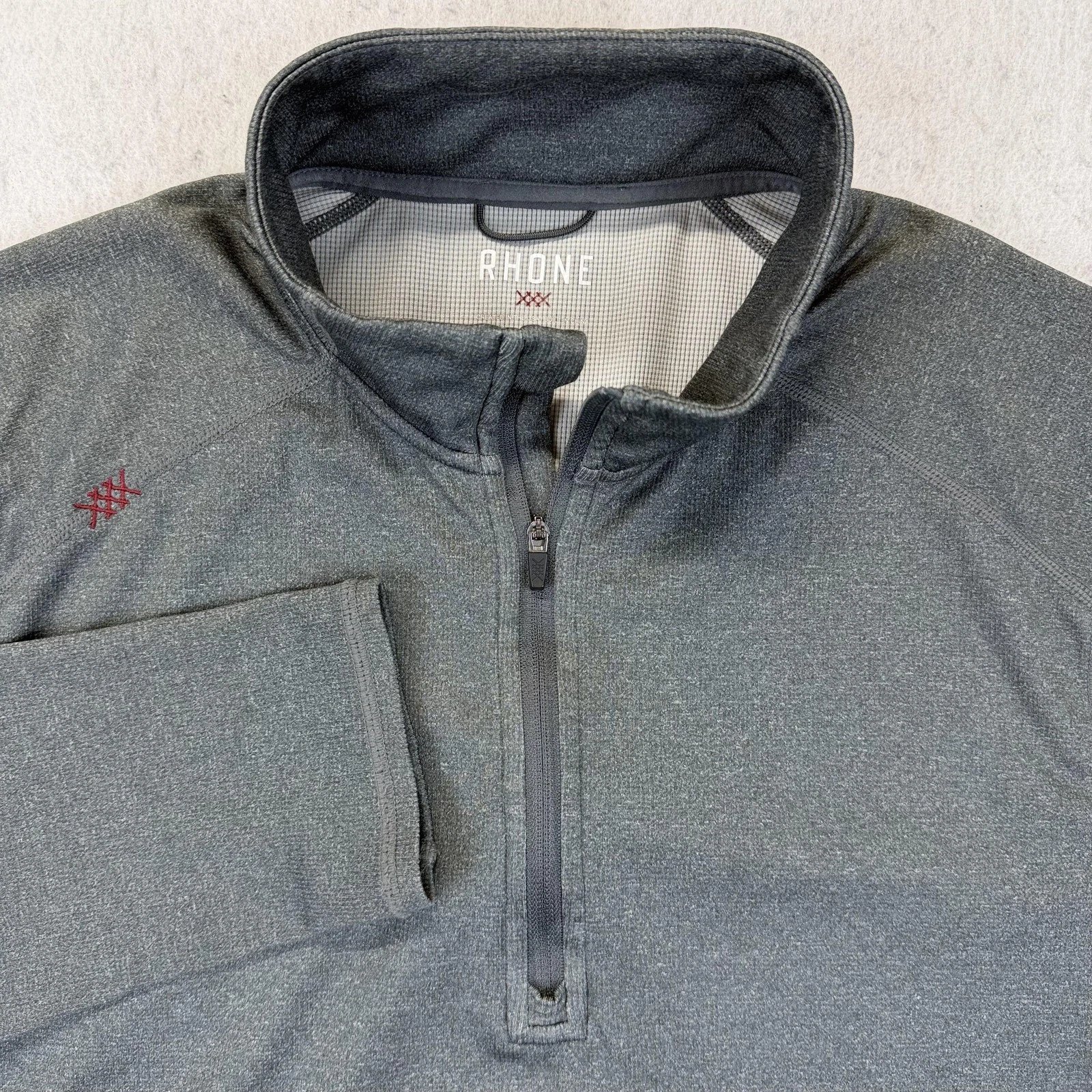 Rhone 1/4 Zip Pullover Mens Medium Gray Sequoia Performance Top Long Sleeve