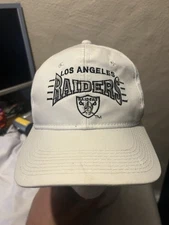 Vintage NFL Los Angeles Raiders White Snapback Hat Cap 90s Youngan