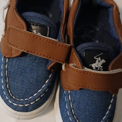 Polo Ralph Lauren Unisex Kids Hook & Loop Low Top Sneakers Blue/Brown US 5