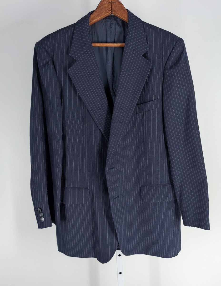 Vintage 80s Yves Saint Laurent Pinstripe Blazer France Navy Blue