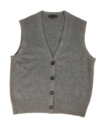 NWOT James Perse 2 Womens Cashmere Cotton Blend Vest V neck Button Front Gray
