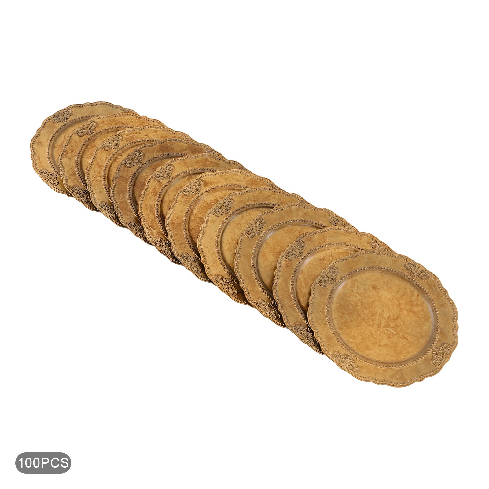 100 Pcs Antique Charger Plates Decorative Chargers for Table Dinner Kitchen Gold