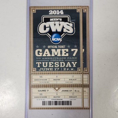 MEN'S COLLEGE WORLD SERIES 2014 GAME 7 TICKET STUBS (2) OLE MISS VS. TEXAS TECH