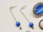 Vintage Moonglow Earrings Lot Blue Stones Pierced Clip On Silver Tone D6051 — photo 4