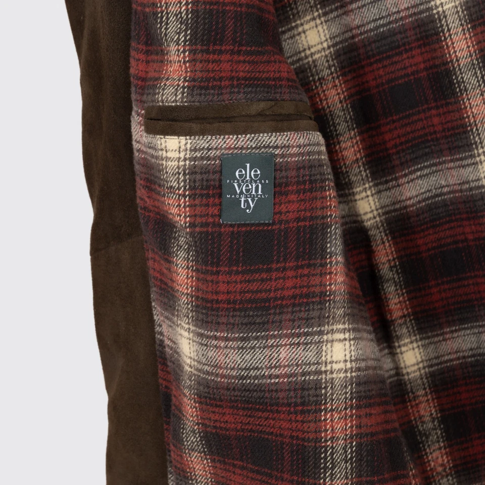 Eleventy Suede Vest Size EU58 Dark Brown Quilted Full Zip - Image 3 of 4