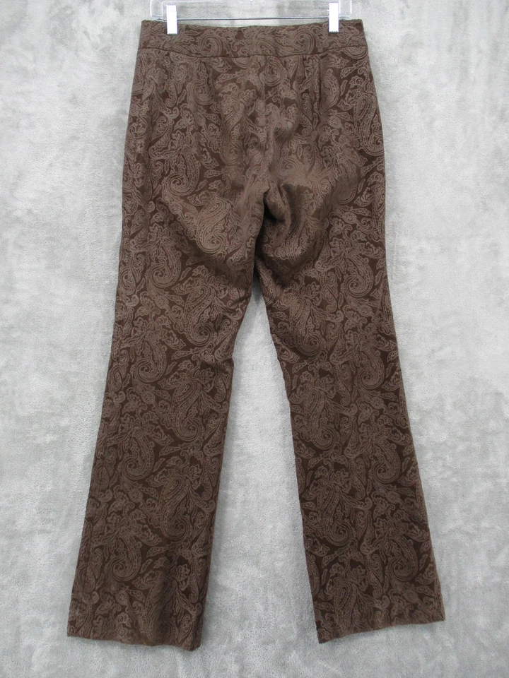 Kenneth Cole Pants Womens 8 Corduroy Wide Leg Paisley Bohemian Stretch Brown - Image 2 of 4