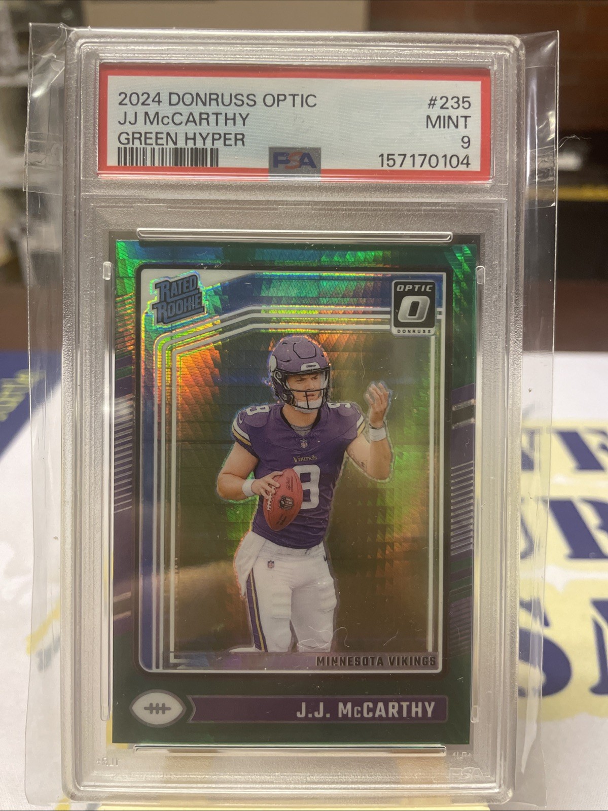 2024 Panini Donruss Optic - Rated Rookie J.J. McCarthy #235 Green Hyper Prizm