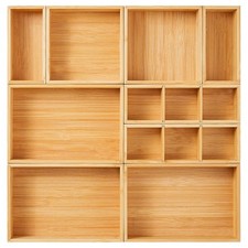 Drawer Organizer, Set of 9 Bamboo Wood Kitche...