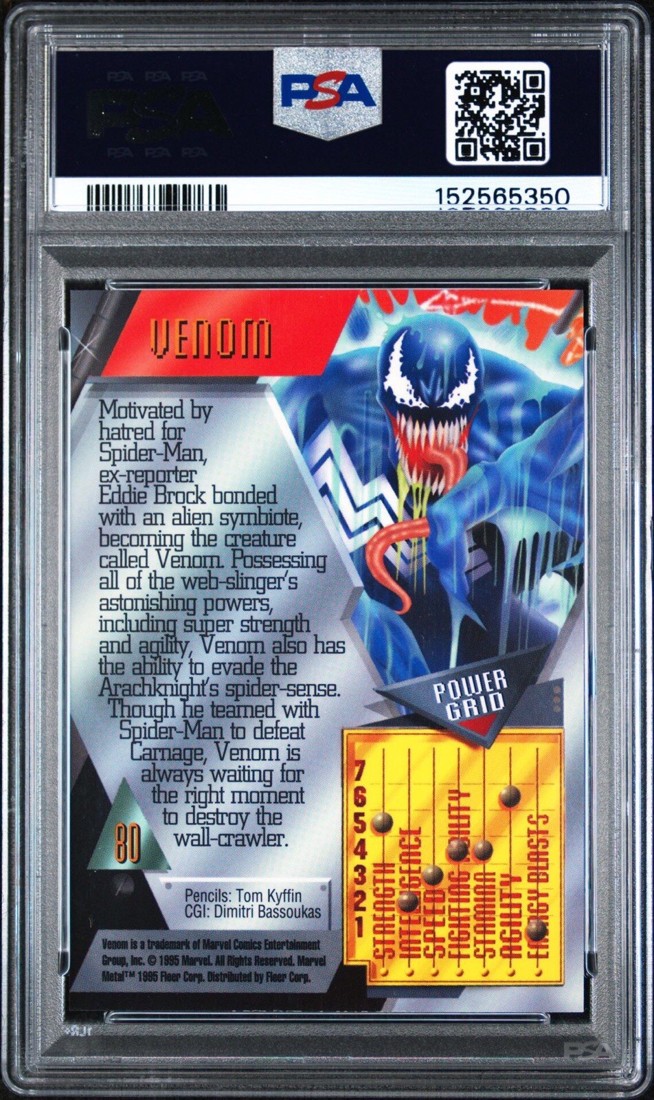 1995 Marvel Metal #80 Venom PSA 9 view 2