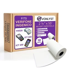 Vonlyst Paper Roll 2 1/4 X 55 for Verifone Vx520 Ingenico ICT220 ICT250 10 rolls