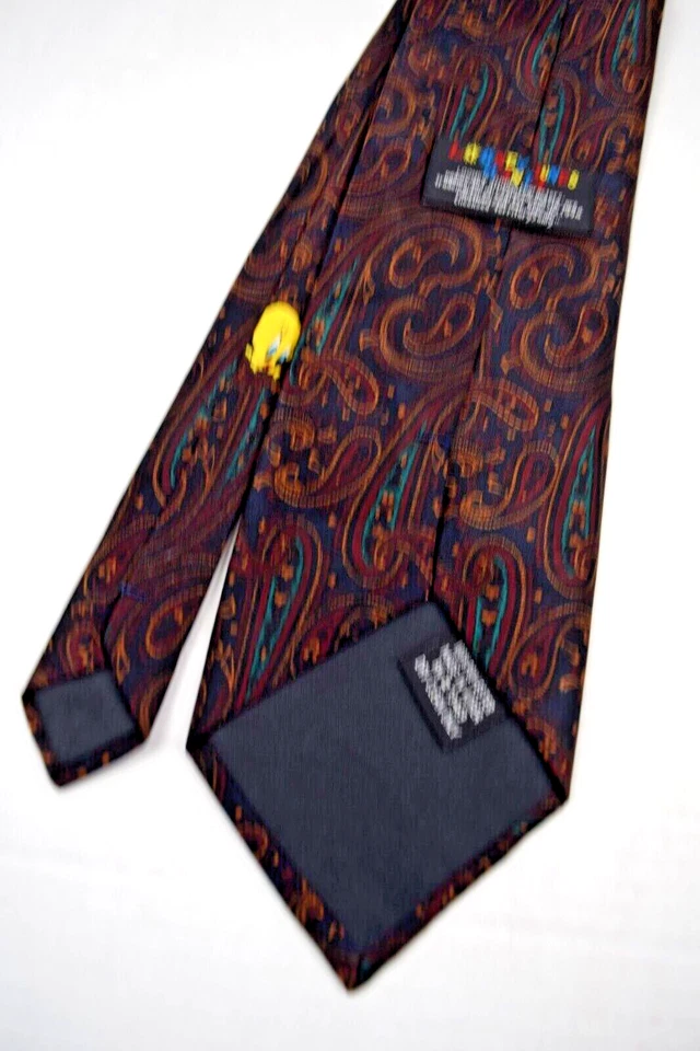 Corbata de Colección Años 90 Bugs Friends Pop Out of Paisley Looney Tunes Poli 56 x 4" 1994 Foto 4 de 4
