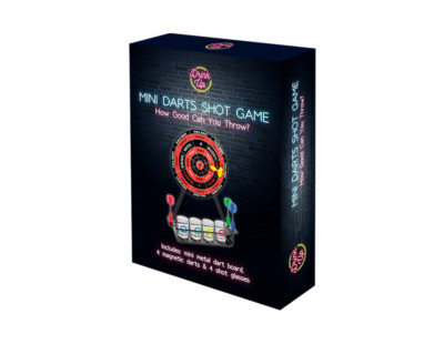 Mini Dart Board with Shot Glasses down in one fun Adult Drinking Game