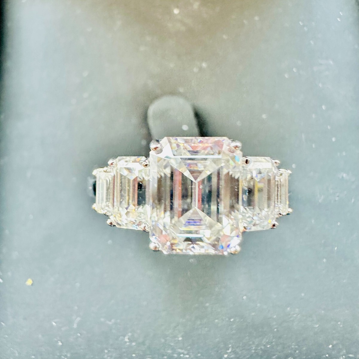 NEW CARAT MOISSANITE EMERALD SHAPE STERLING SILVER RING