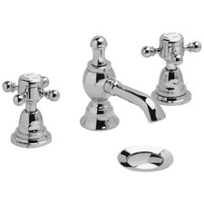 Heritage Hartlebury 3 Taphole Basin Mixer Tap With Pop Up Waste, Chrome