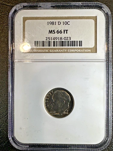 1981 D ROOSEVELT DIME * NGC MS66 FT (Full Torch) * UNCIRCULATED * Brown Label *
