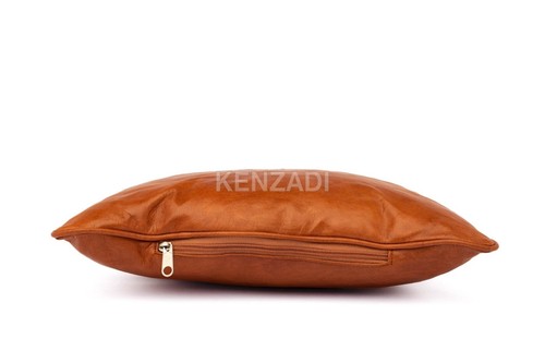 Decorative Moroccan handmade Leather Throw Pillow Covers 16 x 16 In by Kenzadi - Picture 58 of 72