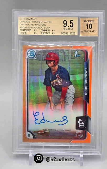 2015 Bowman Chrome Edmundo Sosa ORANGE Rookie RC Prospekt /25 Auto BGS 9.5 10