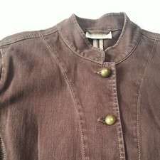 Women's Ann Harvey Blazer Jacket Military Brown Cotton Blend Buttons Uk 18 Ue 44
