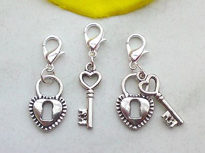 Charms Anhänger HERZ SCHLOSS SCHLÜSSEL Charm *Herz Love Liebe für Armband Kette