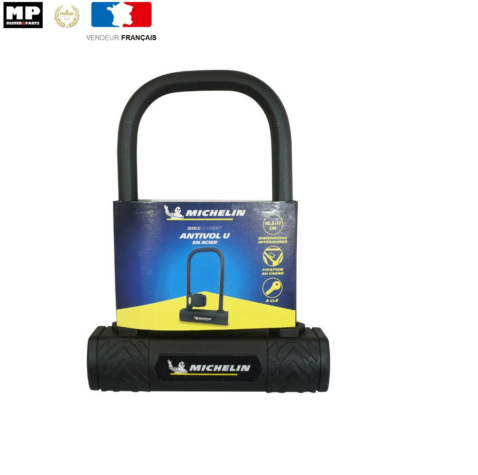 Antivol U Michelin 105x245mm noir contre le vol de velo VTT avec support de fixation fixe