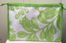New CLINIQUE Green and White Cosmetic Travel Make Up Bag Case Big Size