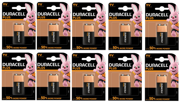 10 Batterie 9V Duracell 6LF22 MN1604 Plus Alkalina Blister-image