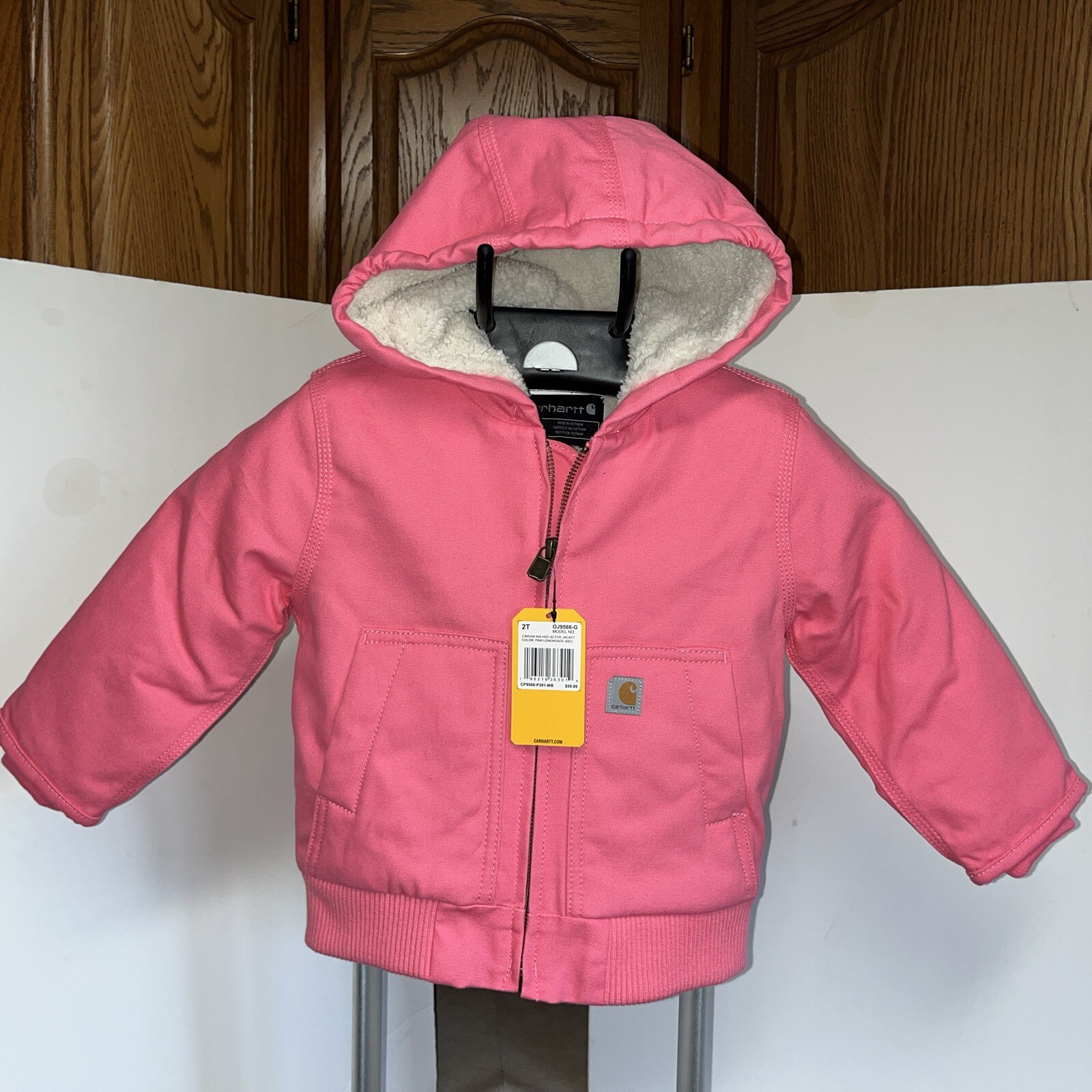 NWT Carhartt Sherpa 2T Lined Pink Hooded Warm Duck Coat Jacket Canvas
