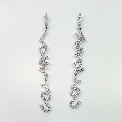 E0091 Silver Tone Rhinestone Word Letter LOVE HATE Bling Drop Dangle ...
