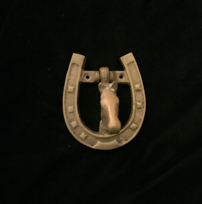 Vintage - alt - massiver Messing Pferdekopf Türklopfer - 5 ''hoch x 5'' breit - Ha