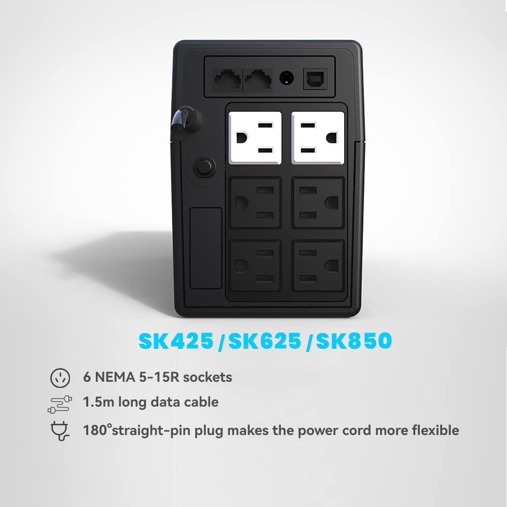Ups Battery Backup and Surge Protector 425Va/240W,Computer Uninterruptible Power